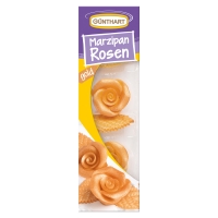 16 St. Marzipan-Rosen, gold mit Blätter