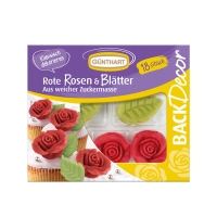 Rote Rosen und Blätter