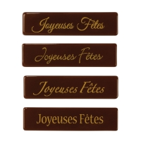 128 St. Schriftstreifen  Joyeuses Fêtes  dunkle Schokolade