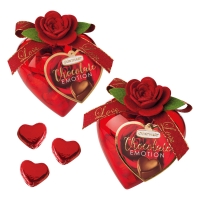8 St. Chocolate Emotion Präsent, Herz mit Rose