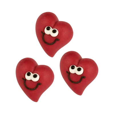 48 St. Marzipan-Herz-Gesichter, rot 