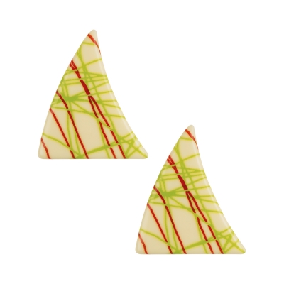 84 St. Dreiecke, weiße Schokolade, Stricke rot-grün 