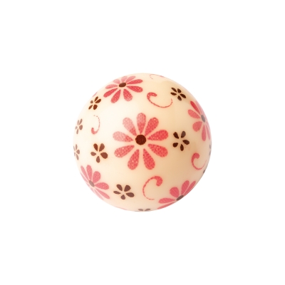 40 St. Schokoladen-Hohlkugel 3D, weiße Schokolade, Blumen 