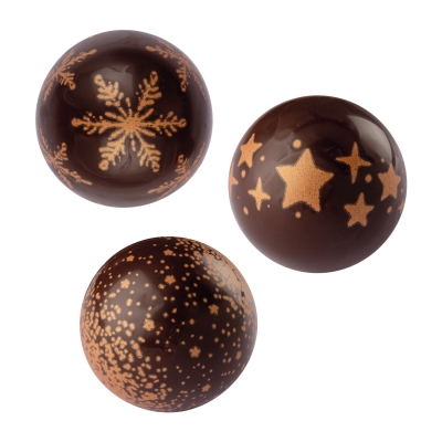 40 St. Schokoladen-Hohlkugel 3D, dunkle Schokolade, Weihnachten 