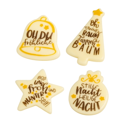 96 St. Weihnachtsdekor, weiße Schokolade, sortiert 