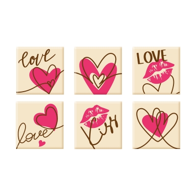 128 St. Quadrate  Love , weiße Schokolade, sortiert 