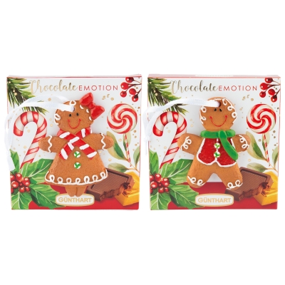 10 St. Kleines Pralinenpräsent mit Polyresin-Lebkuchenfigur, sortiert 